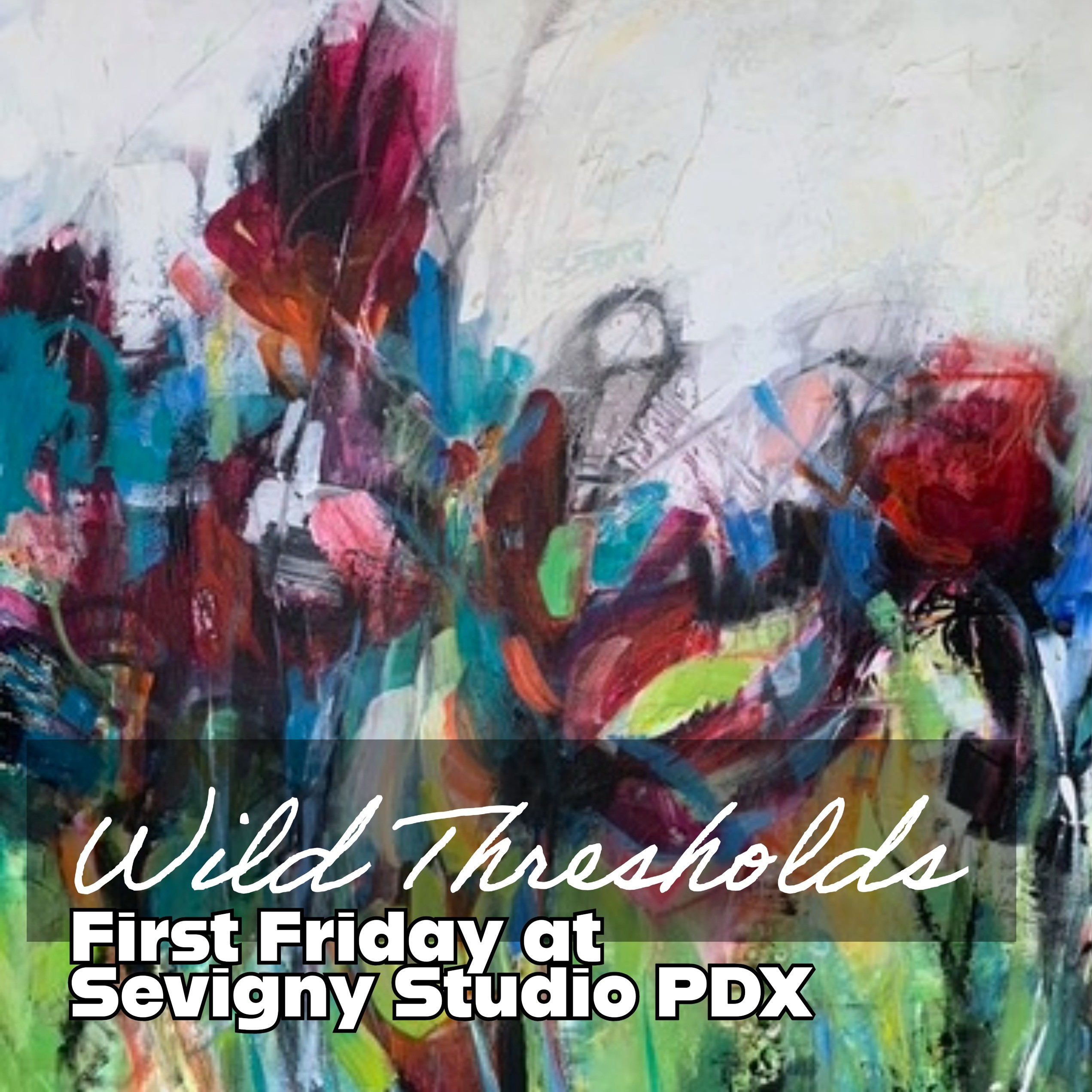 a painting with the title of the event in text