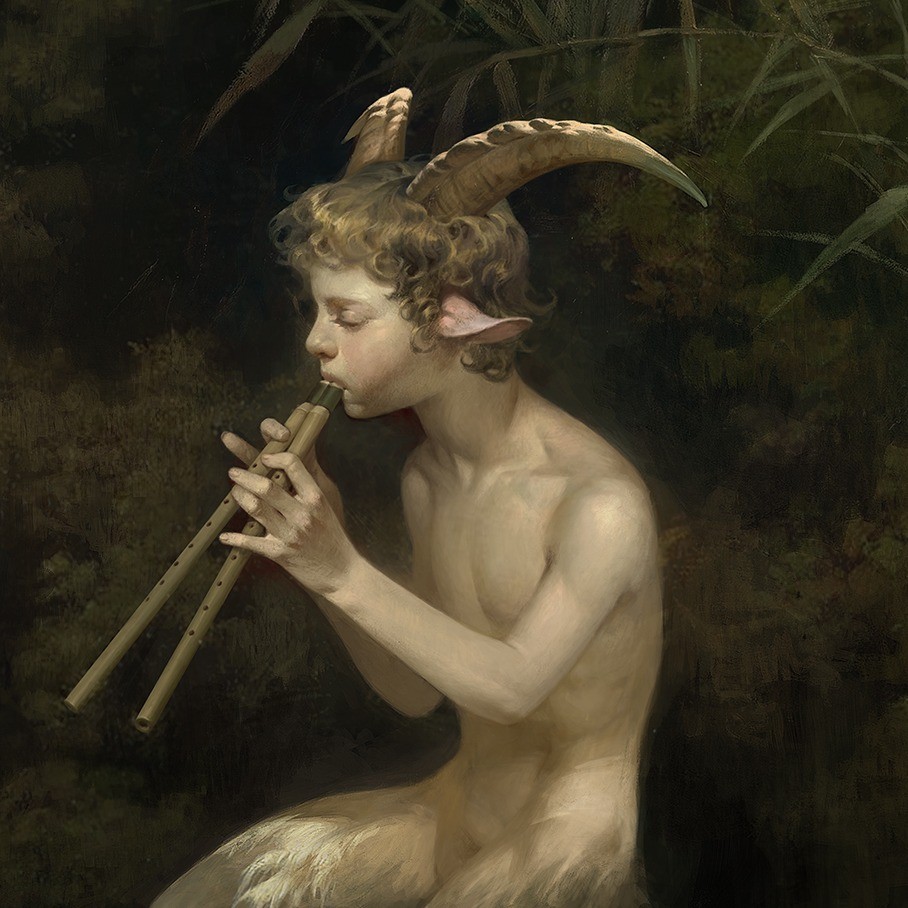 painting of Pan playing the pipes