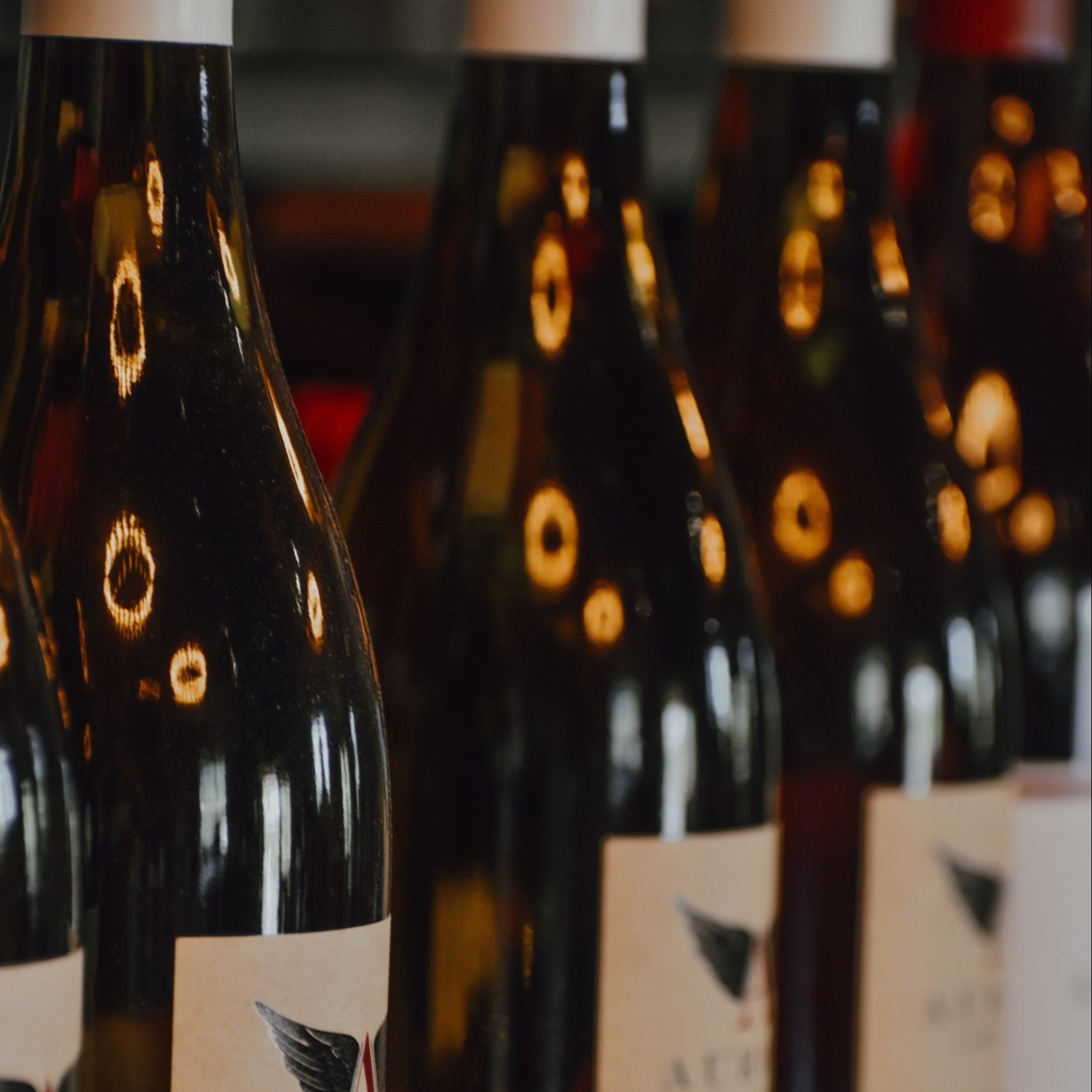 bottles of wine in a line