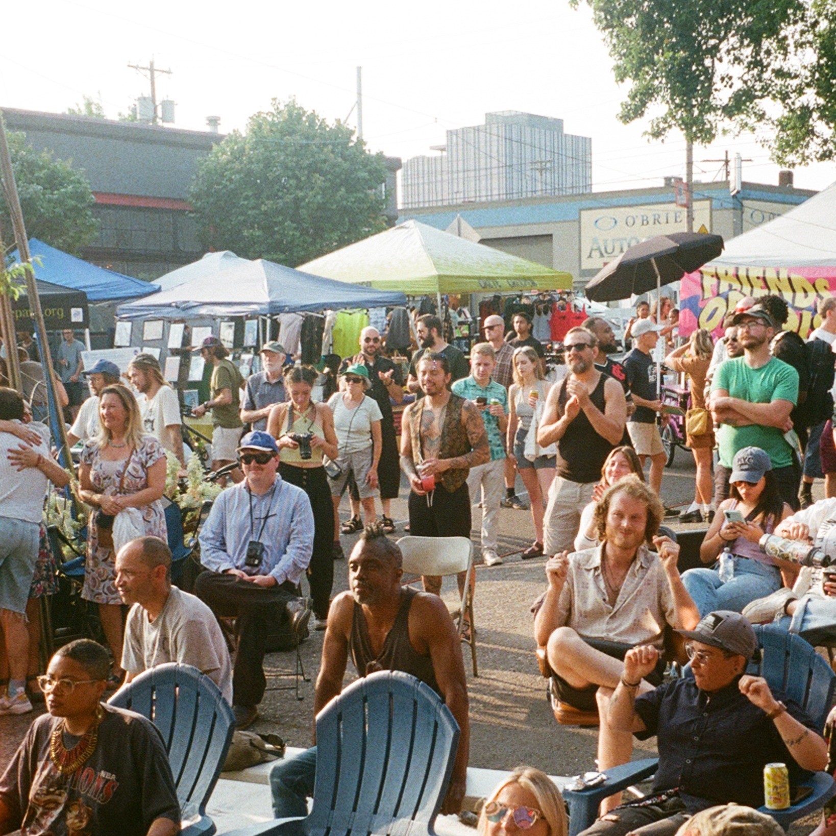 people at a outdoor block party
