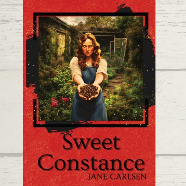 book cover with image of woman in a garden