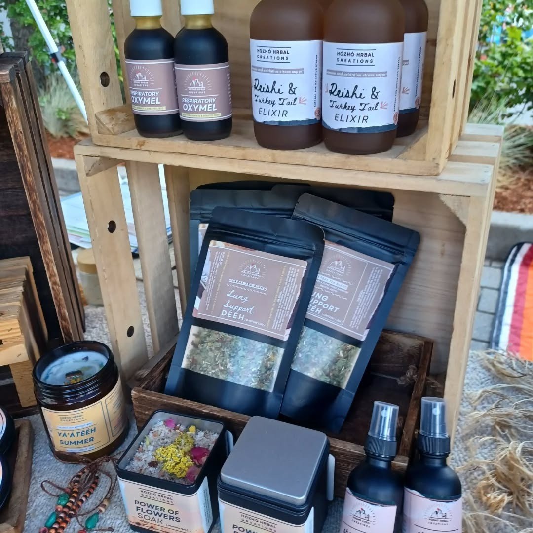 bath salts and herbal elixirs on display for sale