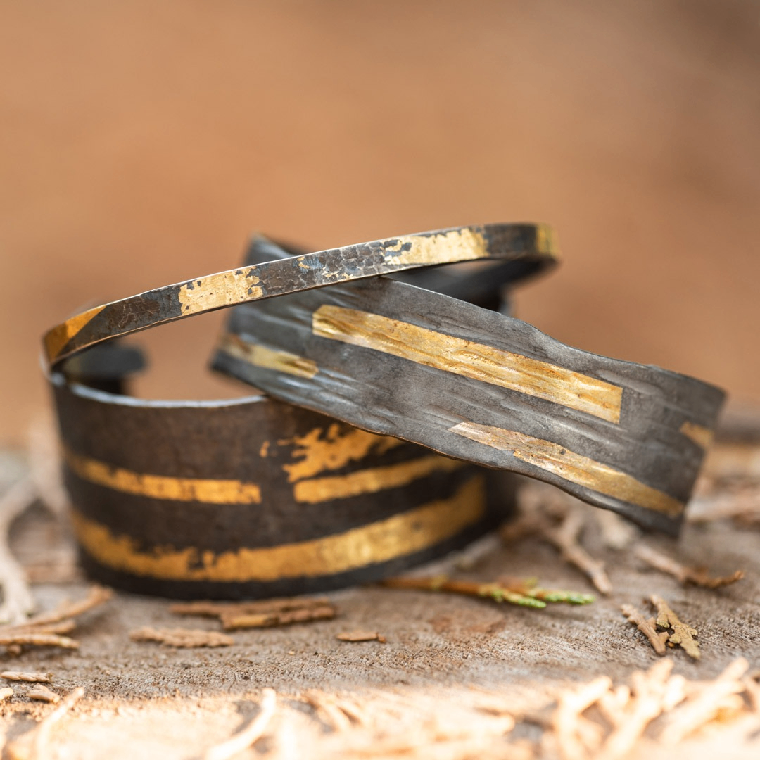 gold and metal rings