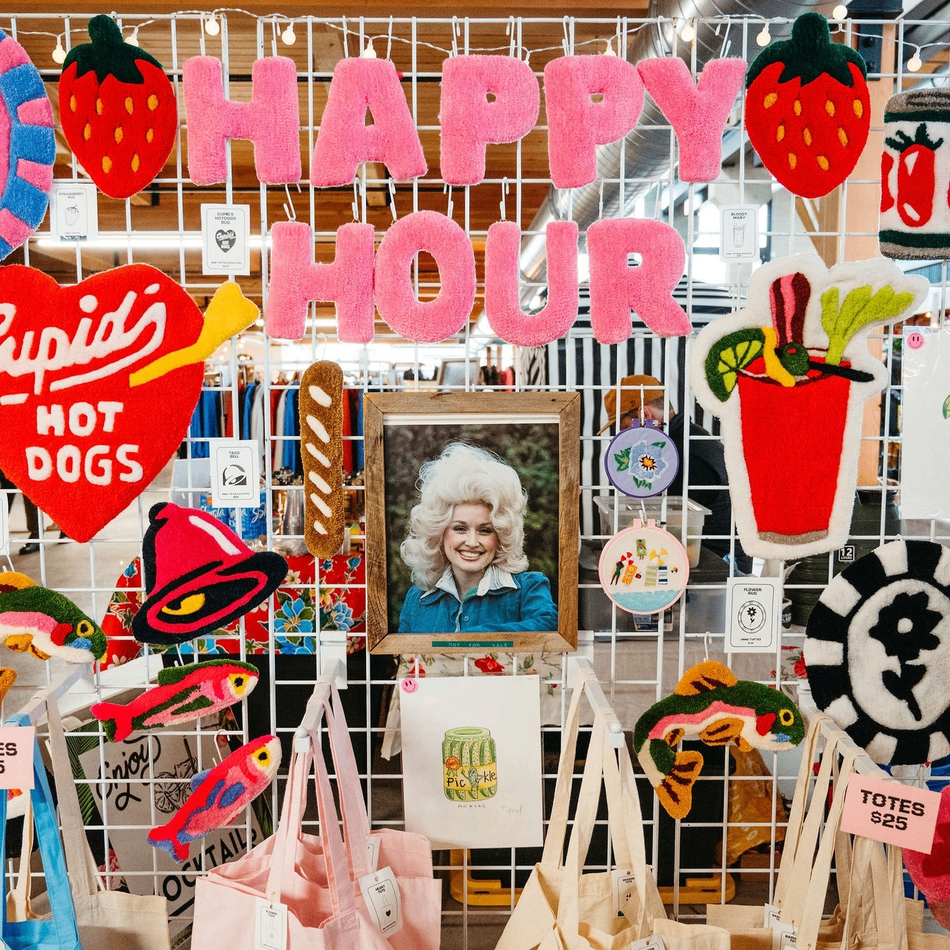 textile art hung on a rack for sale