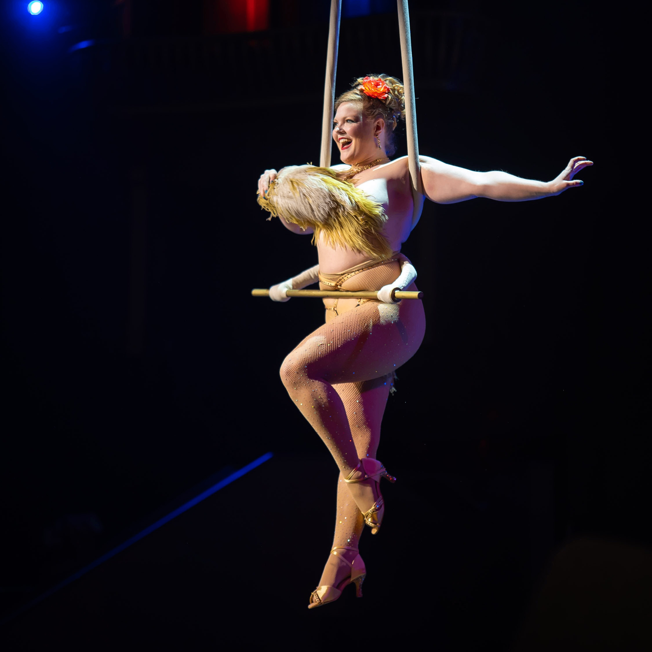 a person on a trapeze