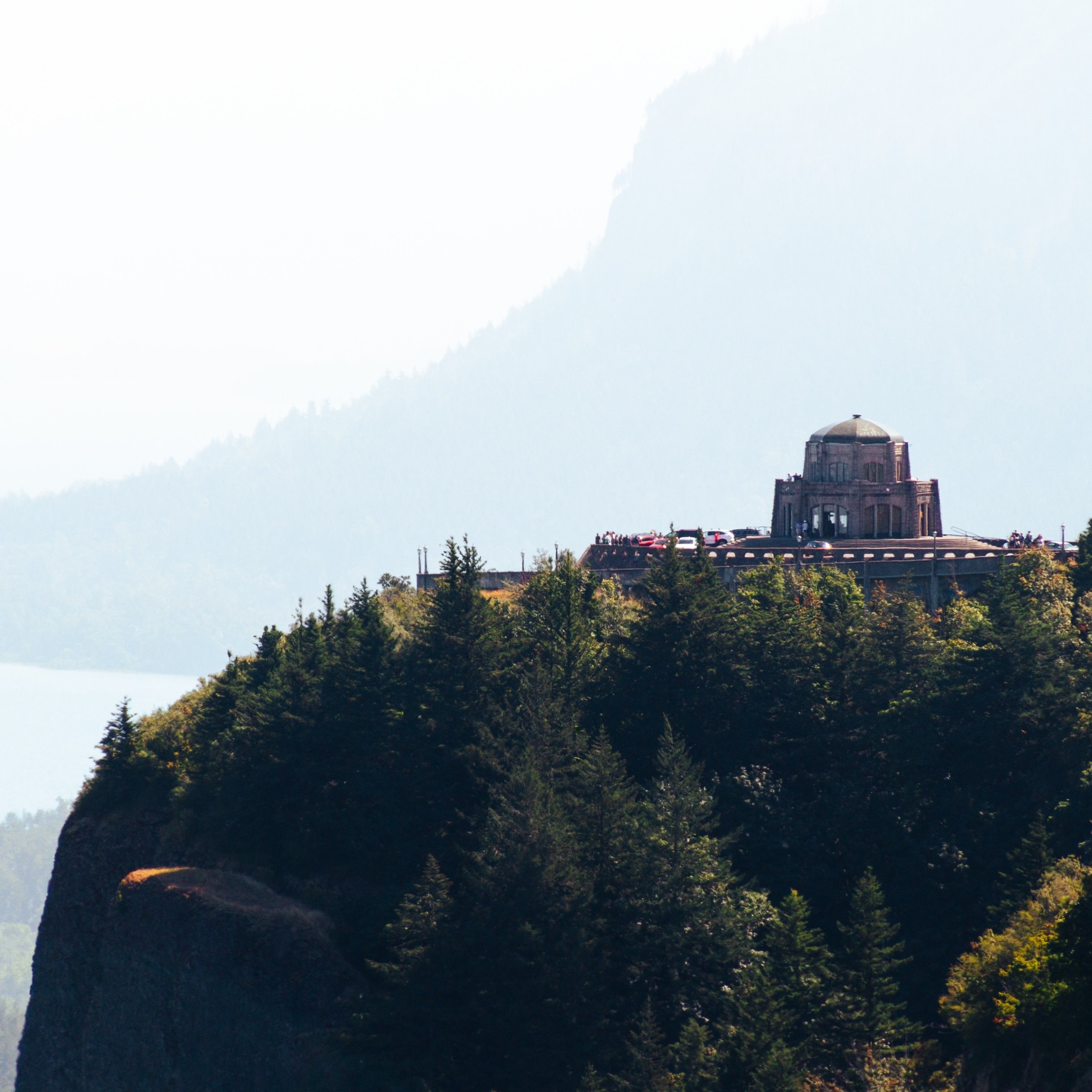a building at the top of a bluff