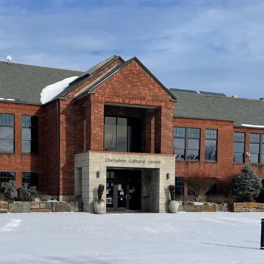 front of a brick building