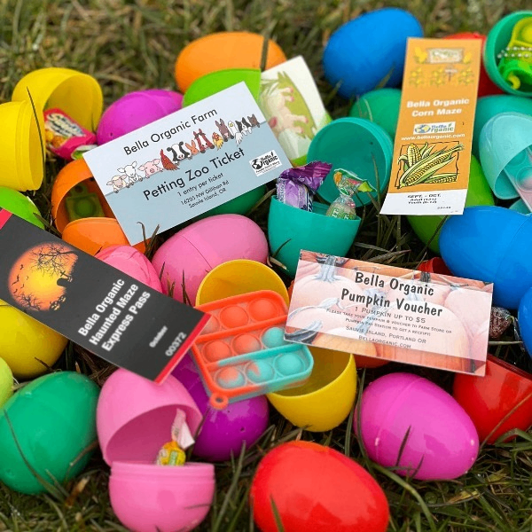 easter eggs with candy and gift certificates inside
