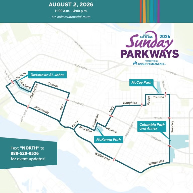 map route of North sunday parkways