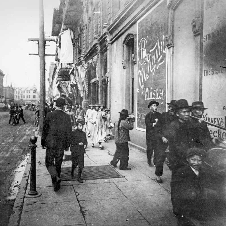 black and white image of Portland Old Town